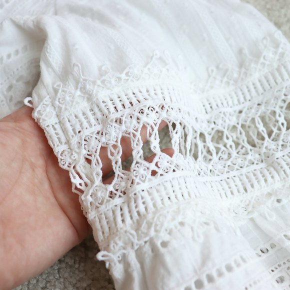 SOLD ANTHROPOLOGIE Eyelet Midi Dress White sz 6 - Picture 6 of 11